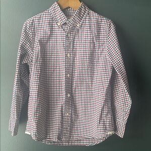 CREWCUTS boys button down shirt red blue checkered size 8 EUC